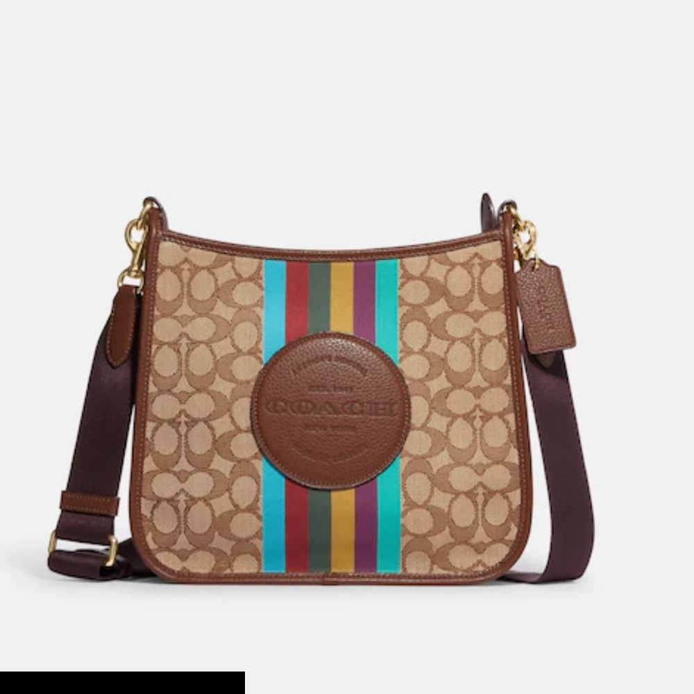 NWT Coach Dempsey File Bag In Signature Jacquard With Stripe And Coach Patch